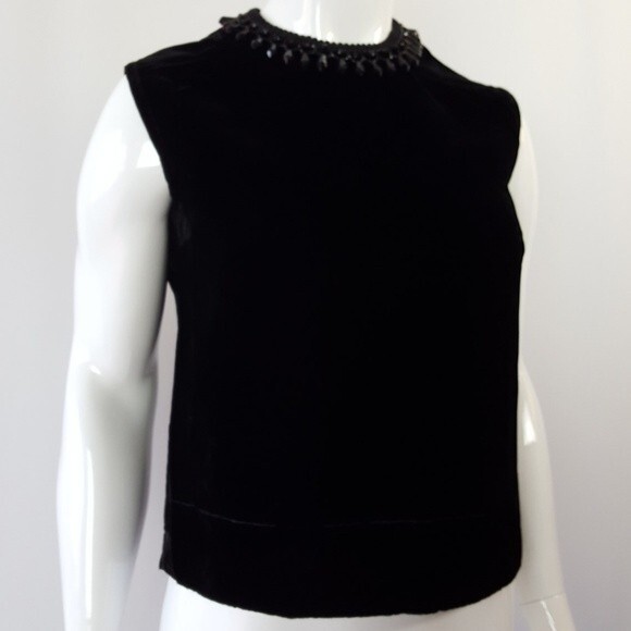 Vintage 60's Baar & Beards Black Velvet Beaded Tank - Picture 13 of 13